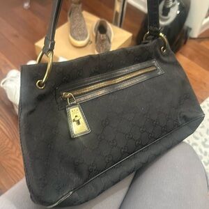 Vintage canvas and leather Gucci bag.